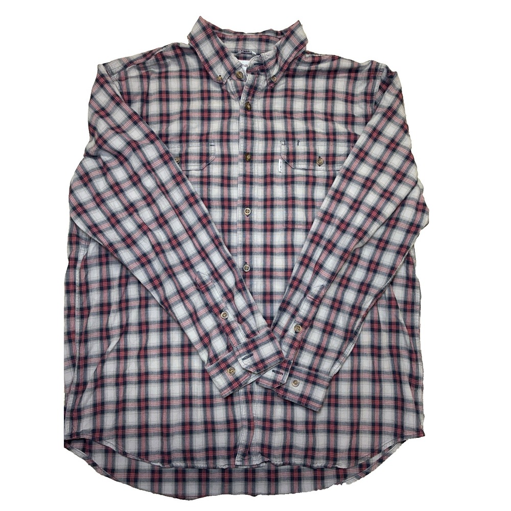 Carhartt Men's Long Sleeve Plaid Relaxed Fit Size XL. 100% Cotton Button Up